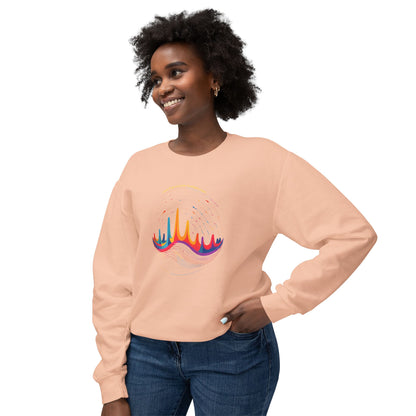 Colorful Wave Design Unisex Lightweight Crewneck Sweatshirt