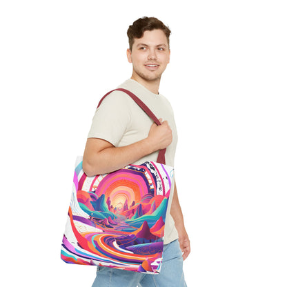 Vibrant Sunset Landscape Tote Bag - Colorful Artistic Design for Everyday Use