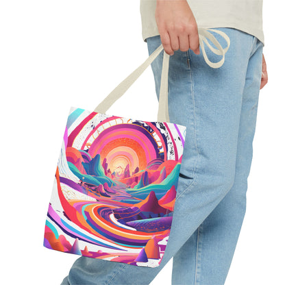 Vibrant Sunset Landscape Tote Bag - Colorful Artistic Design for Everyday Use