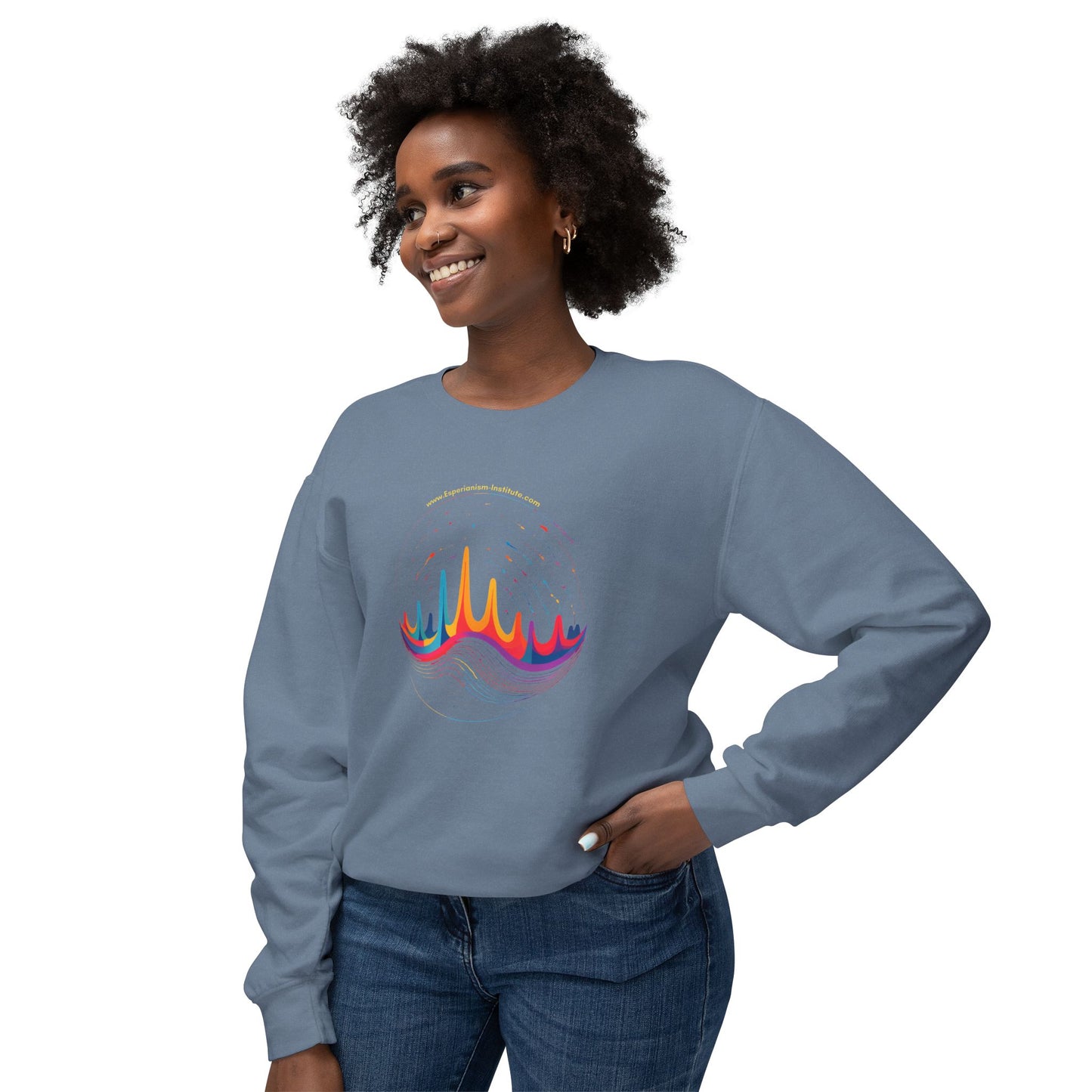 Colorful Wave Design Unisex Lightweight Crewneck Sweatshirt