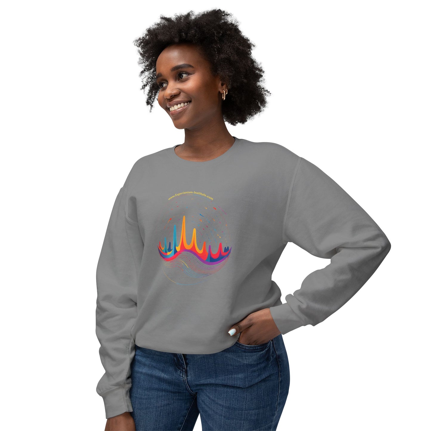 Colorful Wave Design Unisex Lightweight Crewneck Sweatshirt
