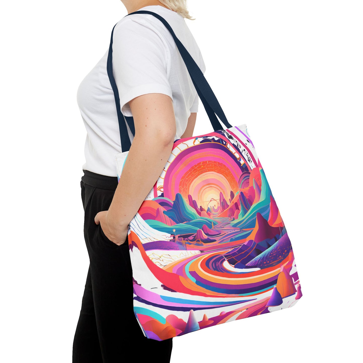 Vibrant Sunset Landscape Tote Bag - Colorful Artistic Design for Everyday Use