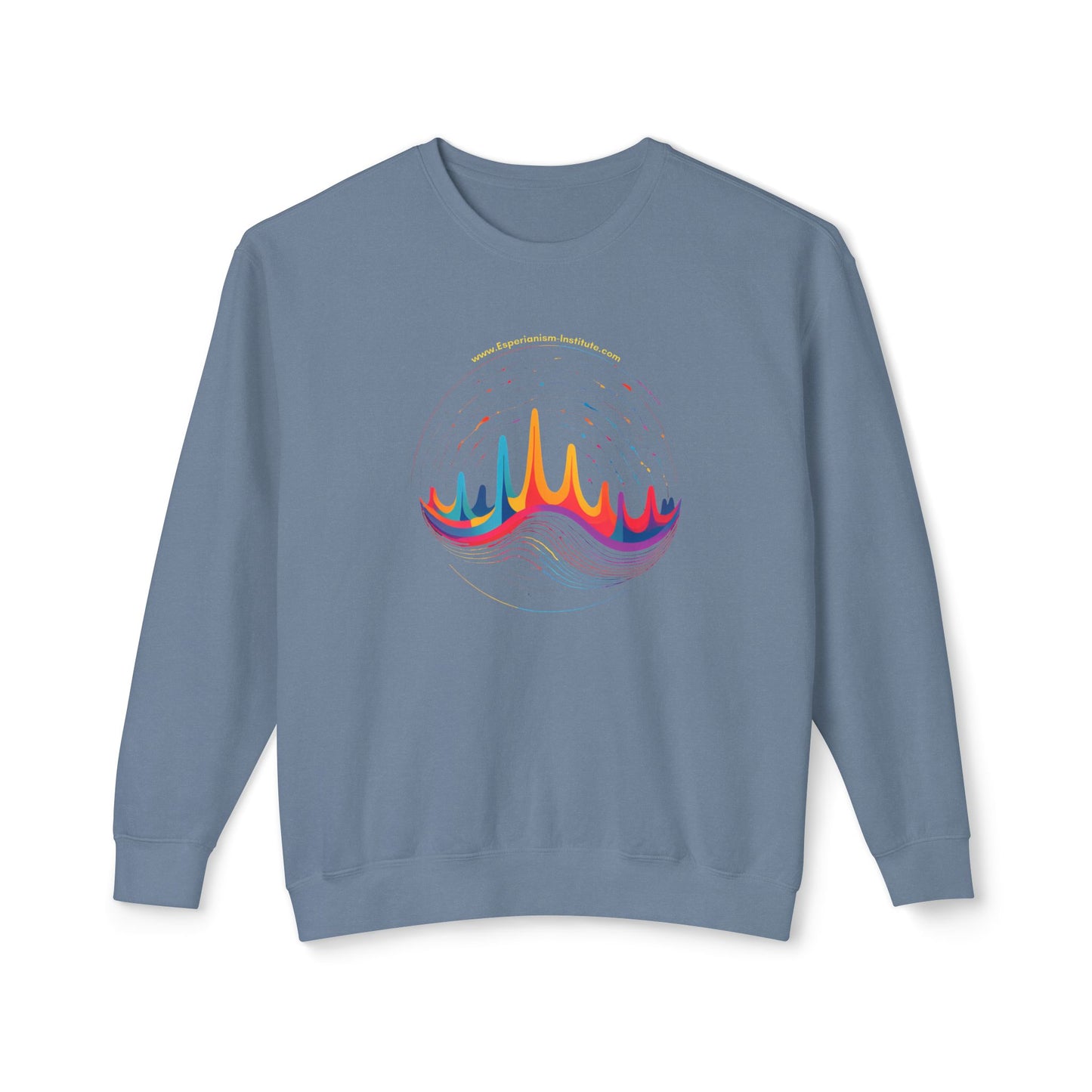 Colorful Wave Design Unisex Lightweight Crewneck Sweatshirt