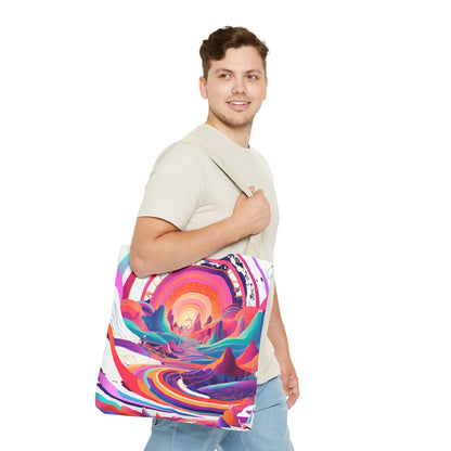 Vibrant Sunset Landscape Tote Bag - Colorful Artistic Design for Everyday Use