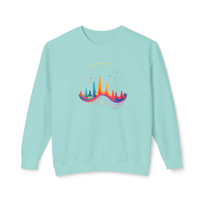 Colorful Wave Design Unisex Lightweight Crewneck Sweatshirt