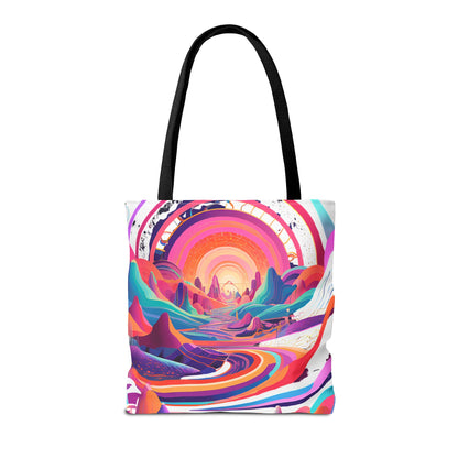 Vibrant Sunset Landscape Tote Bag - Colorful Artistic Design for Everyday Use
