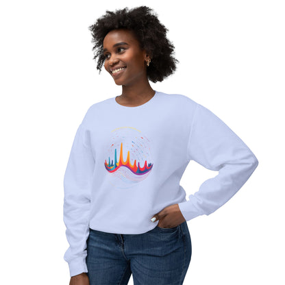 Colorful Wave Design Unisex Lightweight Crewneck Sweatshirt