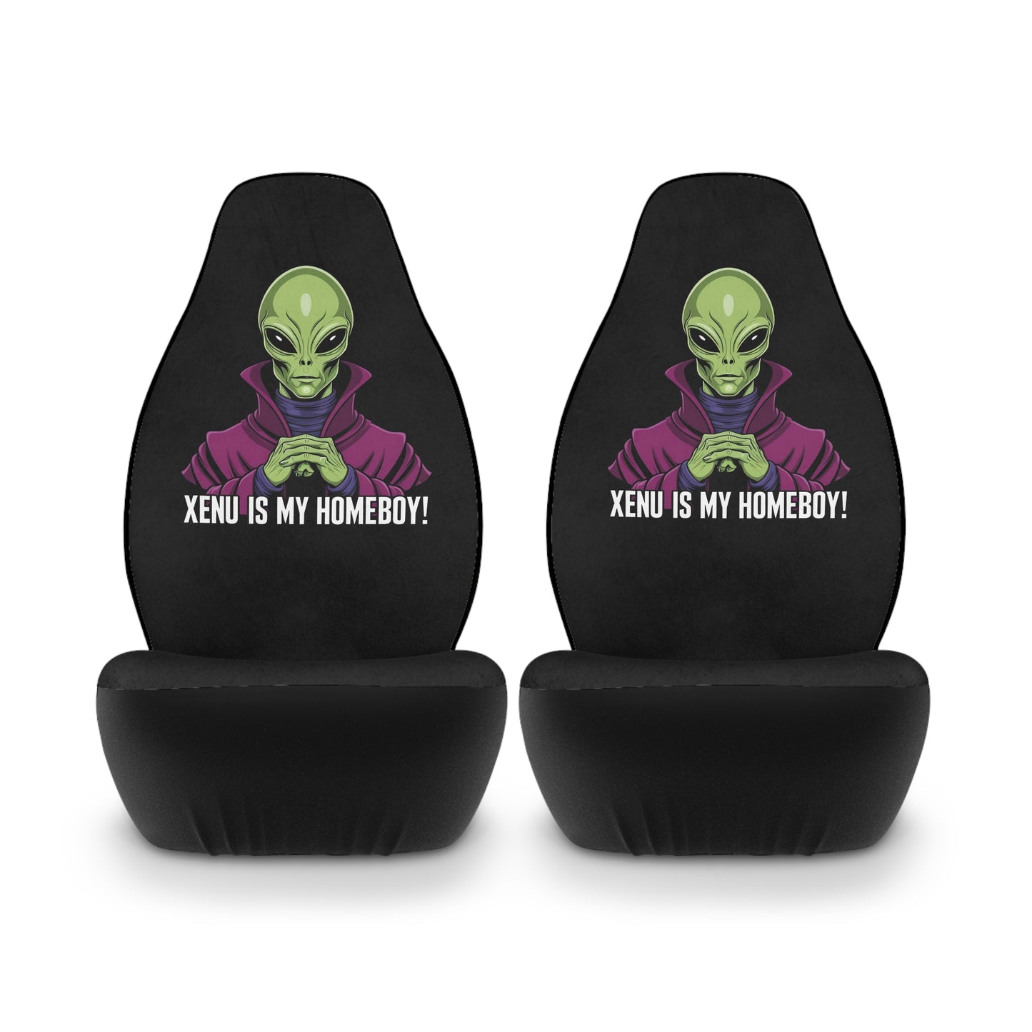 Themed Car Seat Covers, Fun Vehicle Accessories for Sci-Fi Fans, Unique Gift for Car Enthusiasts, XENU IS MY HOMEBOY!