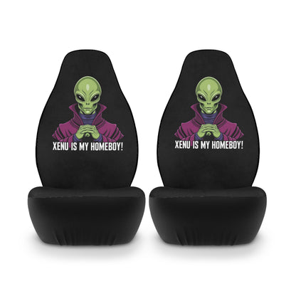 Themed Car Seat Covers, Fun Vehicle Accessories for Sci-Fi Fans, Unique Gift for Car Enthusiasts, XENU IS MY HOMEBOY!