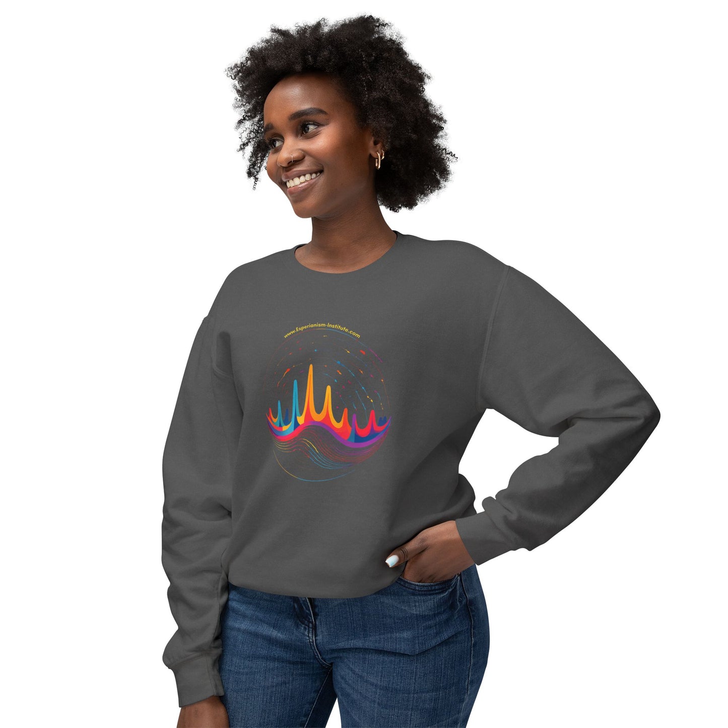 Colorful Wave Design Unisex Lightweight Crewneck Sweatshirt