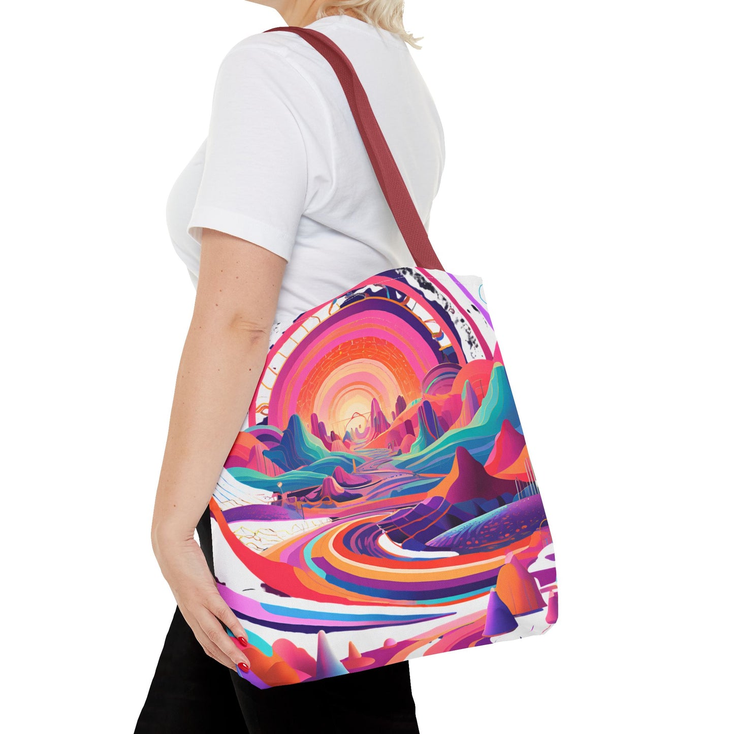 Vibrant Sunset Landscape Tote Bag - Colorful Artistic Design for Everyday Use