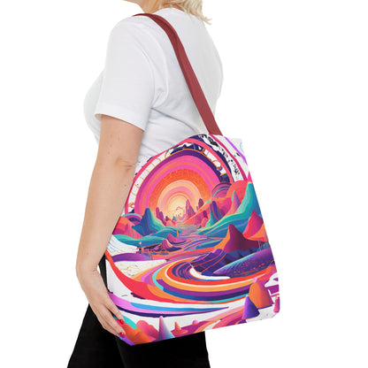 Vibrant Sunset Landscape Tote Bag - Colorful Artistic Design for Everyday Use