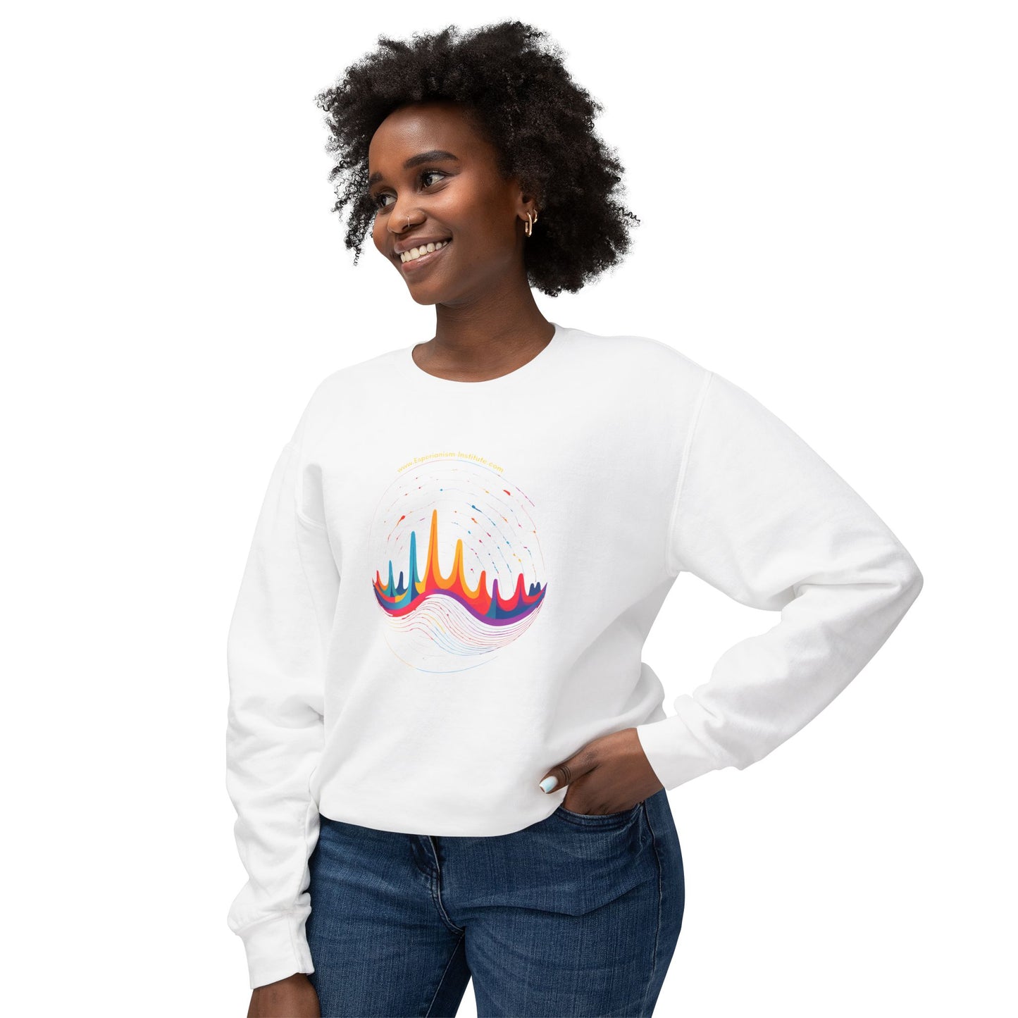 Colorful Wave Design Unisex Lightweight Crewneck Sweatshirt