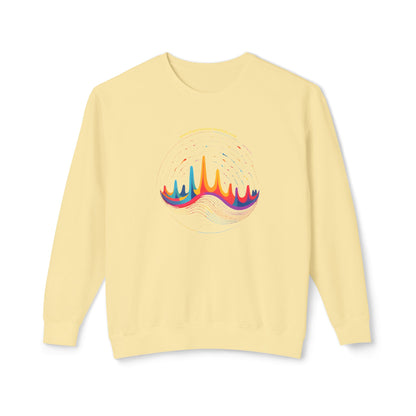 Colorful Wave Design Unisex Lightweight Crewneck Sweatshirt