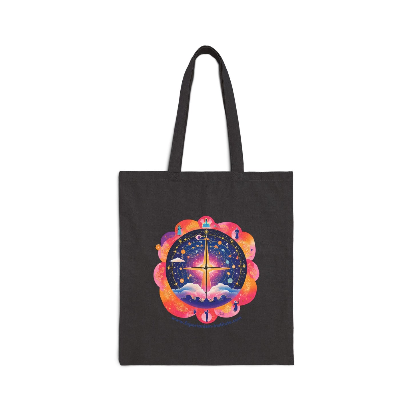 Spiritual Journey Cotton Canvas Tote Bag - Cosmic Design for Mindful Living