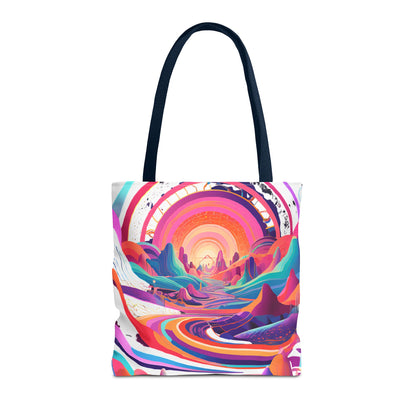 Vibrant Sunset Landscape Tote Bag - Colorful Artistic Design for Everyday Use