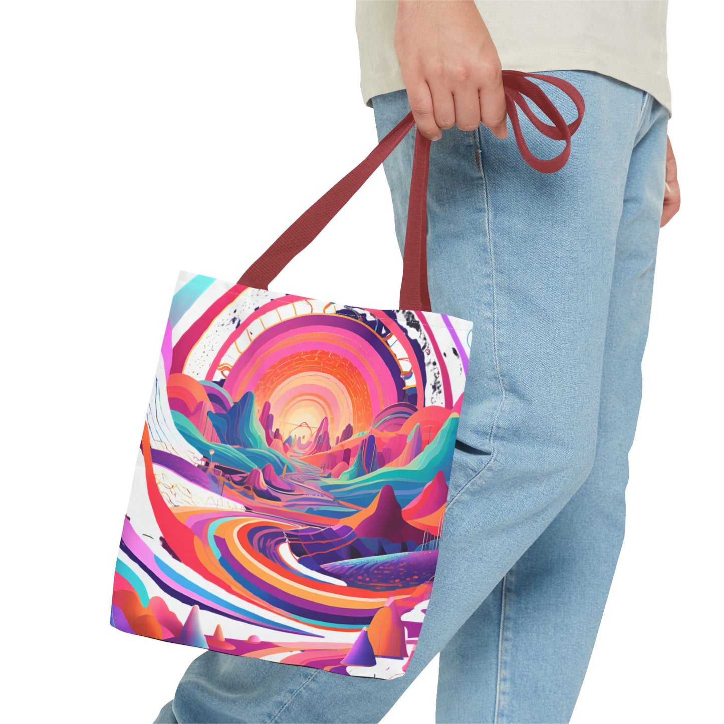 Vibrant Sunset Landscape Tote Bag - Colorful Artistic Design for Everyday Use