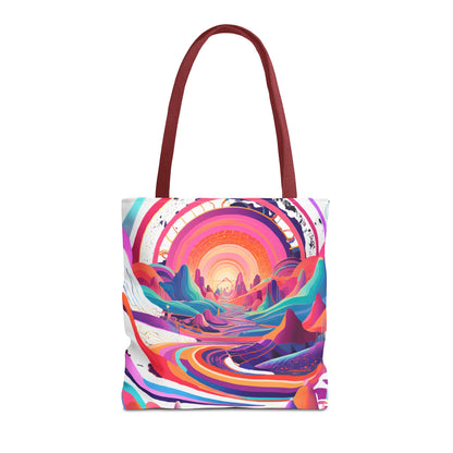 Vibrant Sunset Landscape Tote Bag - Colorful Artistic Design for Everyday Use