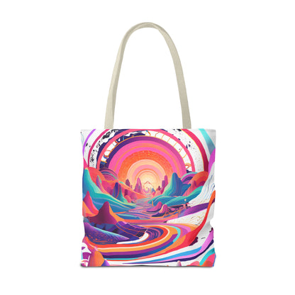 Vibrant Sunset Landscape Tote Bag - Colorful Artistic Design for Everyday Use