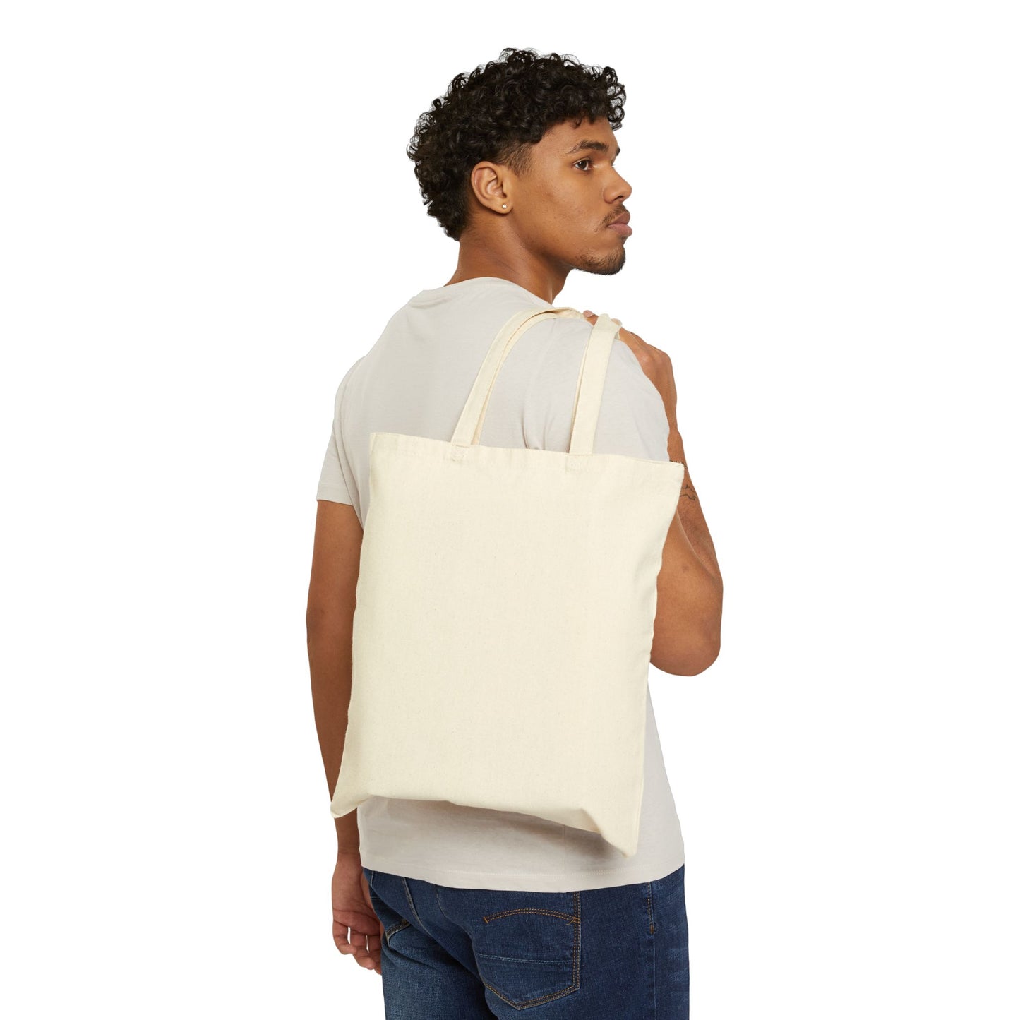 Spiritual Journey Cotton Canvas Tote Bag - Cosmic Design for Mindful Living