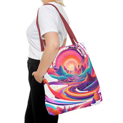 Vibrant Sunset Landscape Tote Bag - Colorful Artistic Design for Everyday Use
