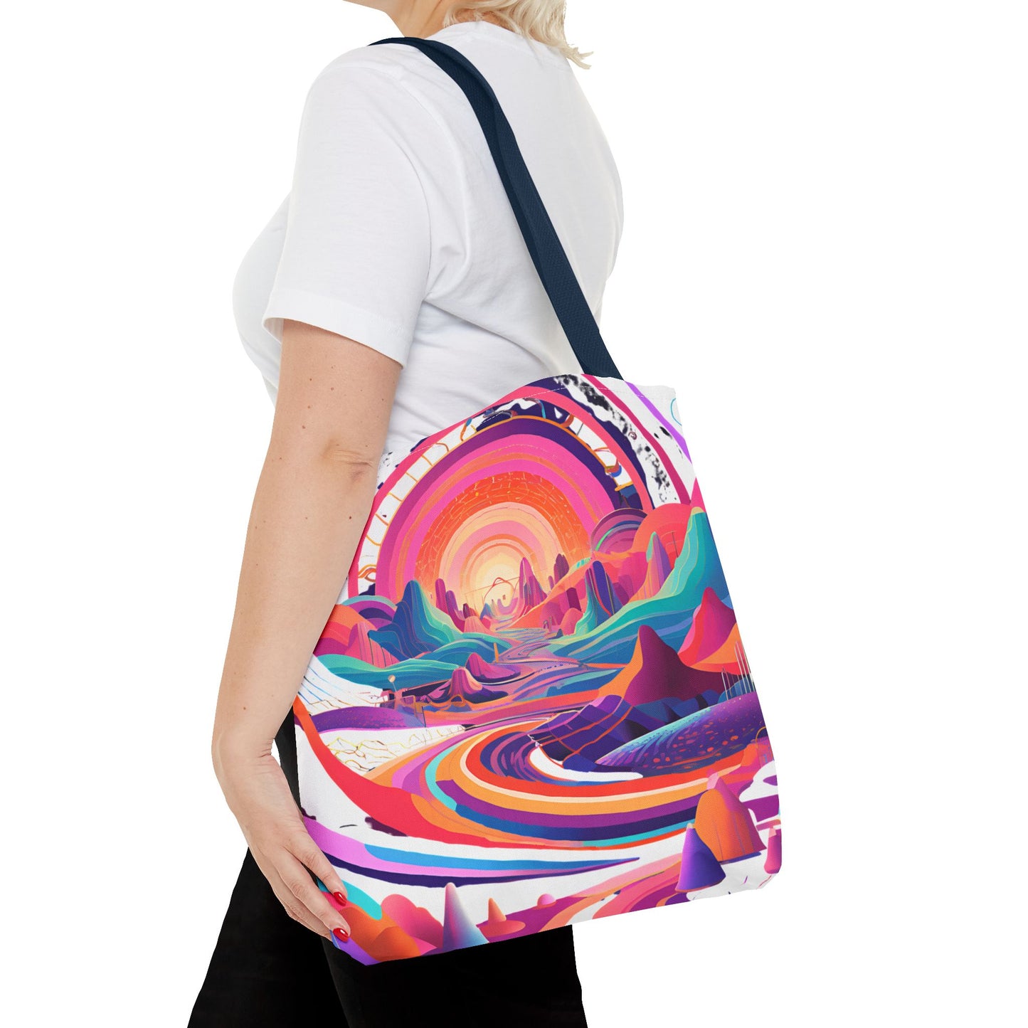 Vibrant Sunset Landscape Tote Bag - Colorful Artistic Design for Everyday Use
