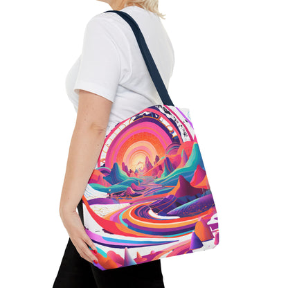 Vibrant Sunset Landscape Tote Bag - Colorful Artistic Design for Everyday Use