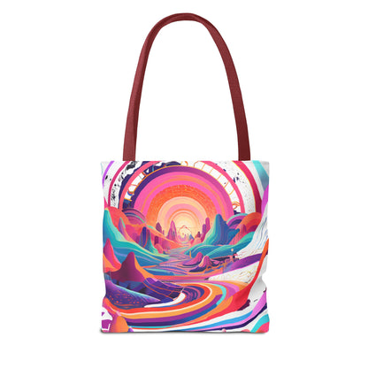 Vibrant Sunset Landscape Tote Bag - Colorful Artistic Design for Everyday Use