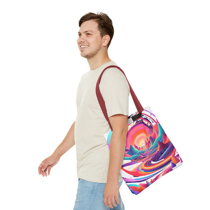 Vibrant Sunset Landscape Tote Bag - Colorful Artistic Design for Everyday Use