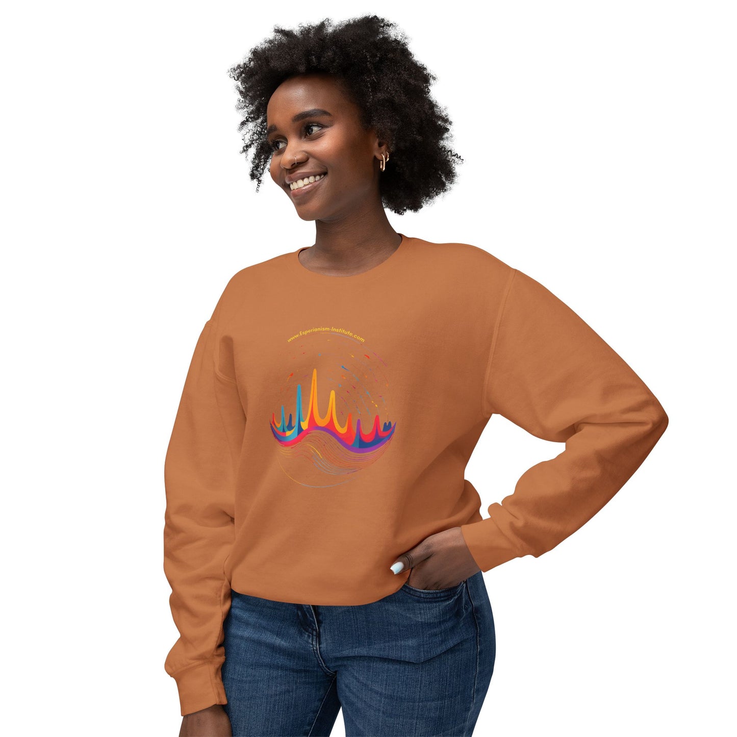 Colorful Wave Design Unisex Lightweight Crewneck Sweatshirt