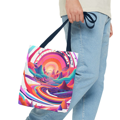 Vibrant Sunset Landscape Tote Bag - Colorful Artistic Design for Everyday Use