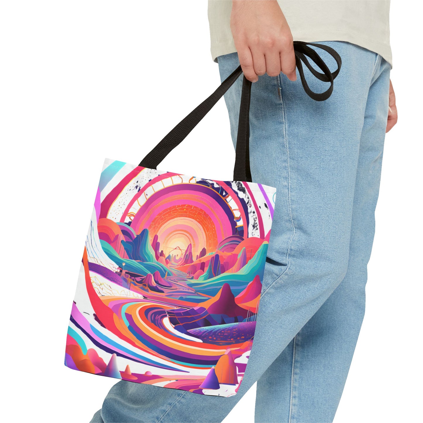 Vibrant Sunset Landscape Tote Bag - Colorful Artistic Design for Everyday Use