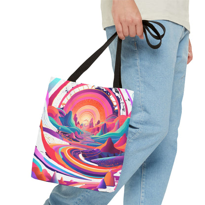 Vibrant Sunset Landscape Tote Bag - Colorful Artistic Design for Everyday Use