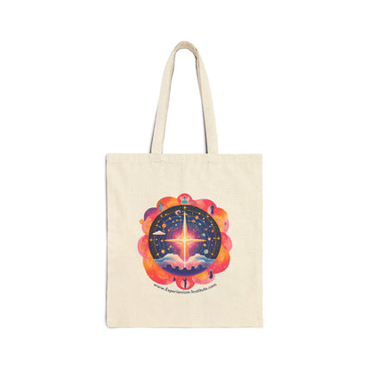 Spiritual Journey Cotton Canvas Tote Bag - Cosmic Design for Mindful Living