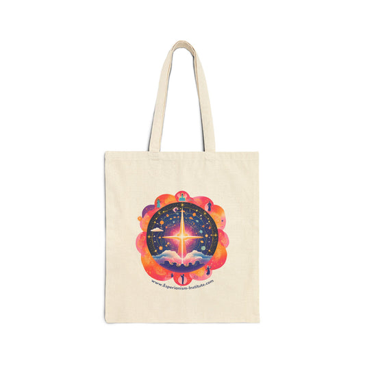 Spiritual Journey Cotton Canvas Tote Bag - Cosmic Design for Mindful Living