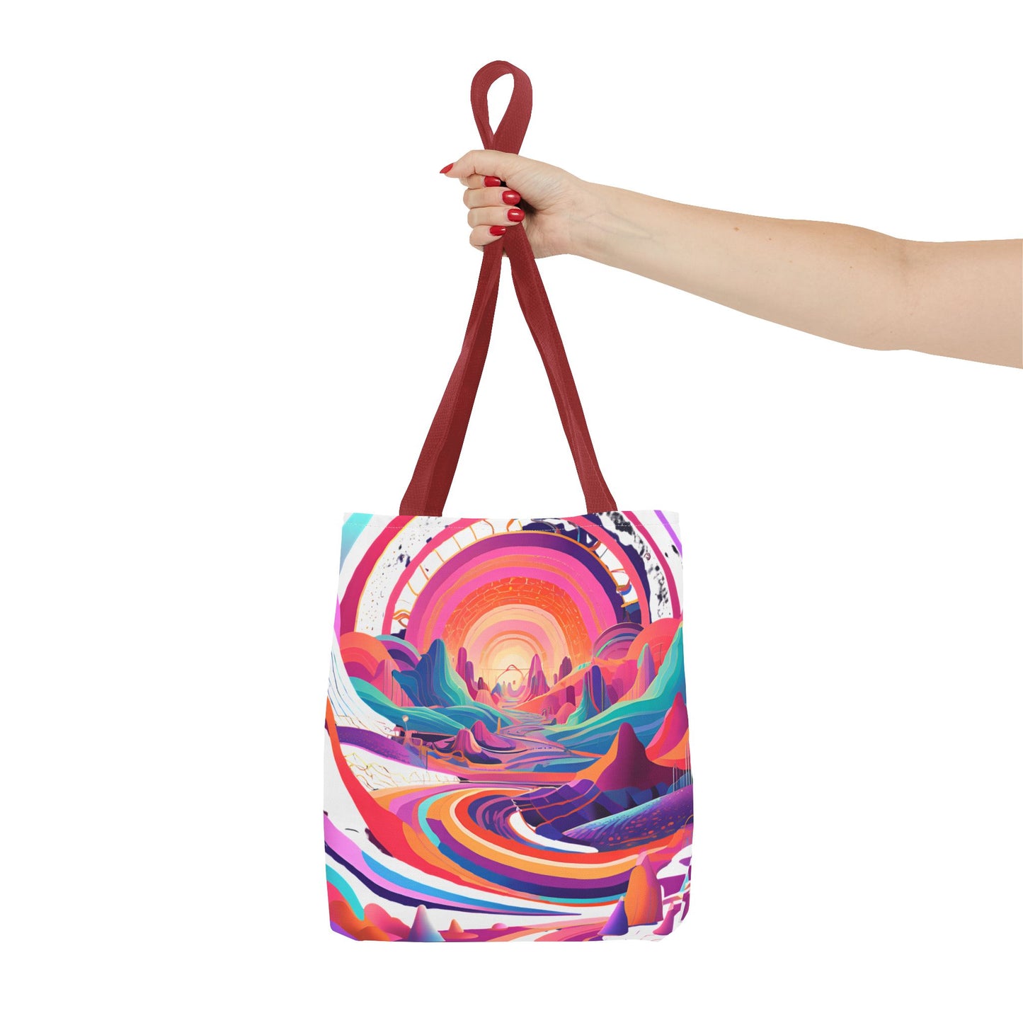 Vibrant Sunset Landscape Tote Bag - Colorful Artistic Design for Everyday Use