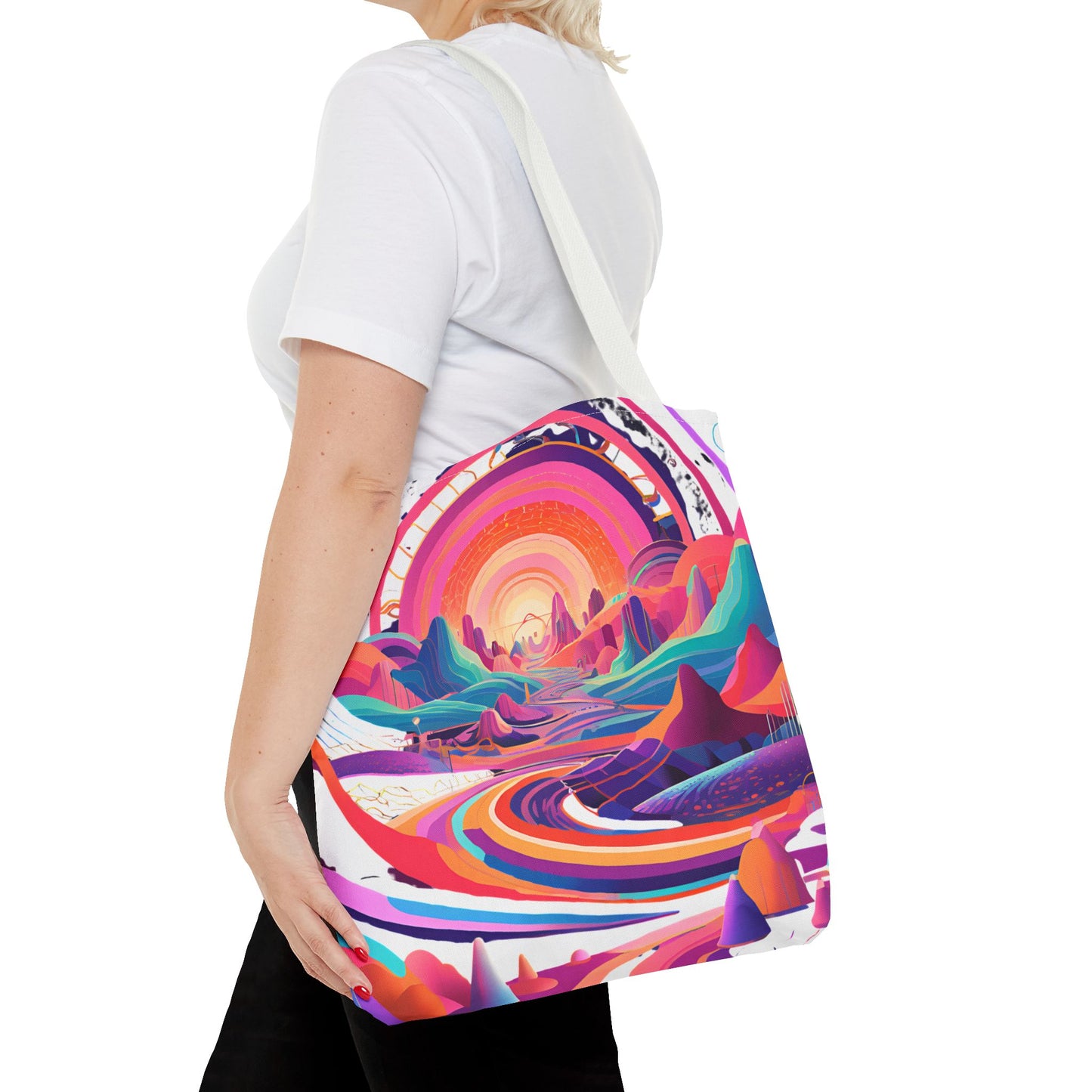 Vibrant Sunset Landscape Tote Bag - Colorful Artistic Design for Everyday Use