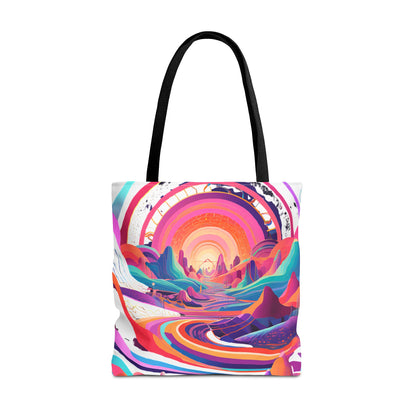 Vibrant Sunset Landscape Tote Bag - Colorful Artistic Design for Everyday Use