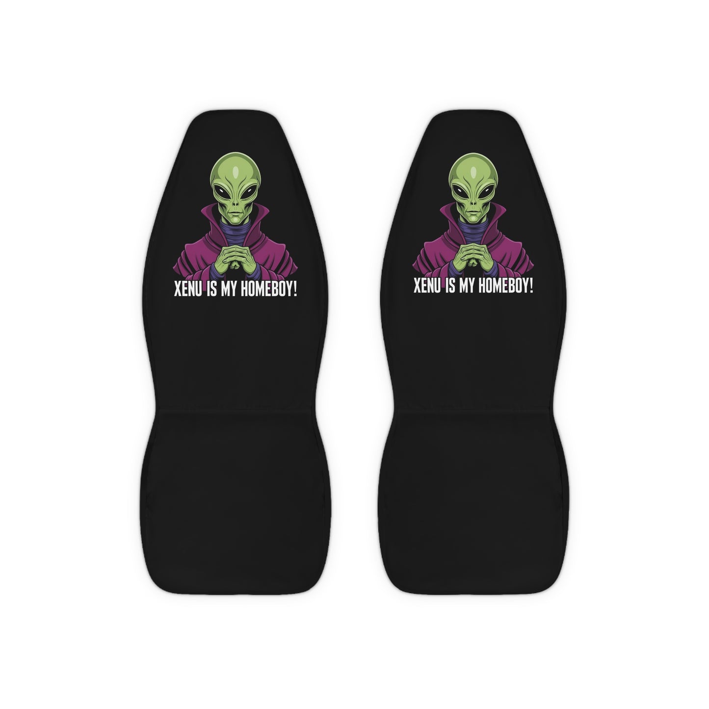 Themed Car Seat Covers, Fun Vehicle Accessories for Sci-Fi Fans, Unique Gift for Car Enthusiasts, XENU IS MY HOMEBOY!