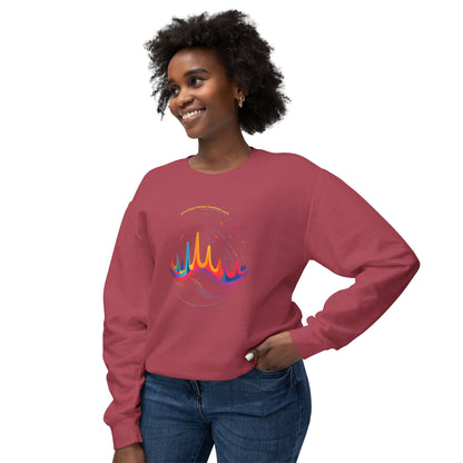 Colorful Wave Design Unisex Lightweight Crewneck Sweatshirt