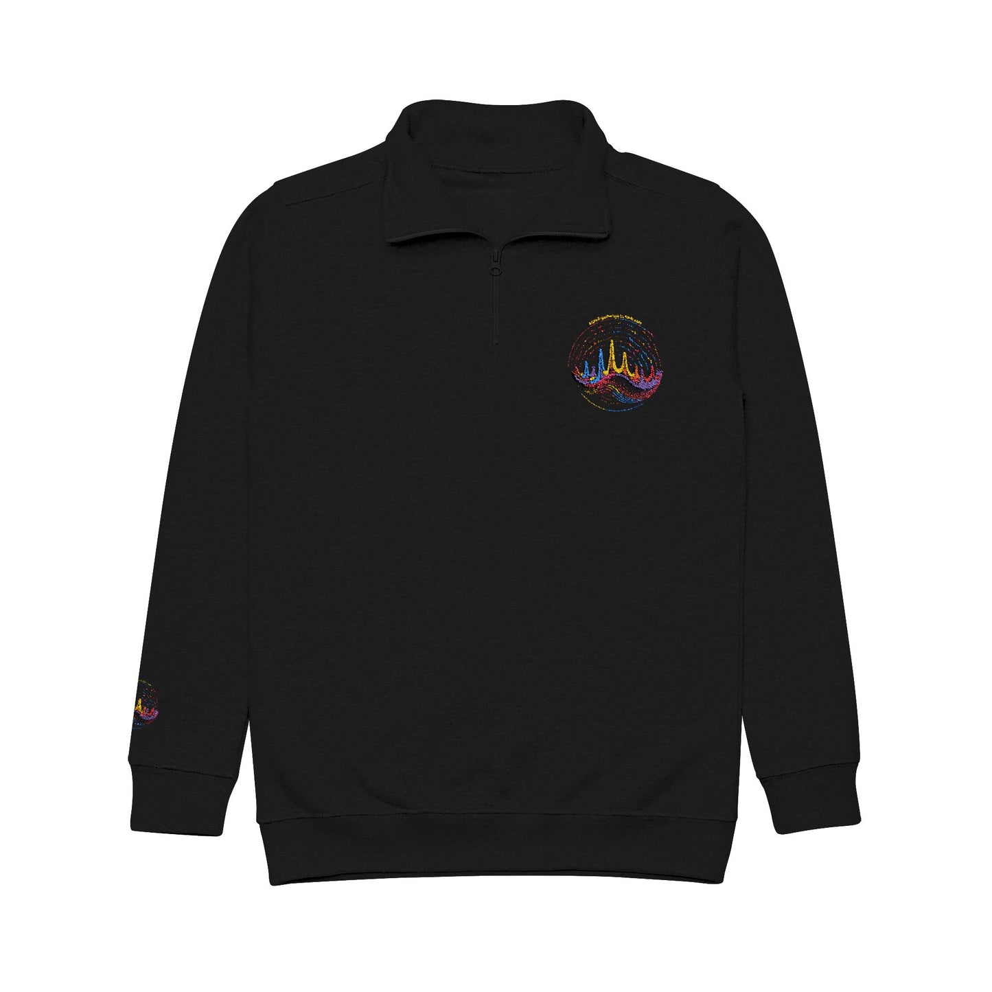 Colorful Waves Embroidered Unisex Fleece Pullover - Cozy Comfort for Every Occasion