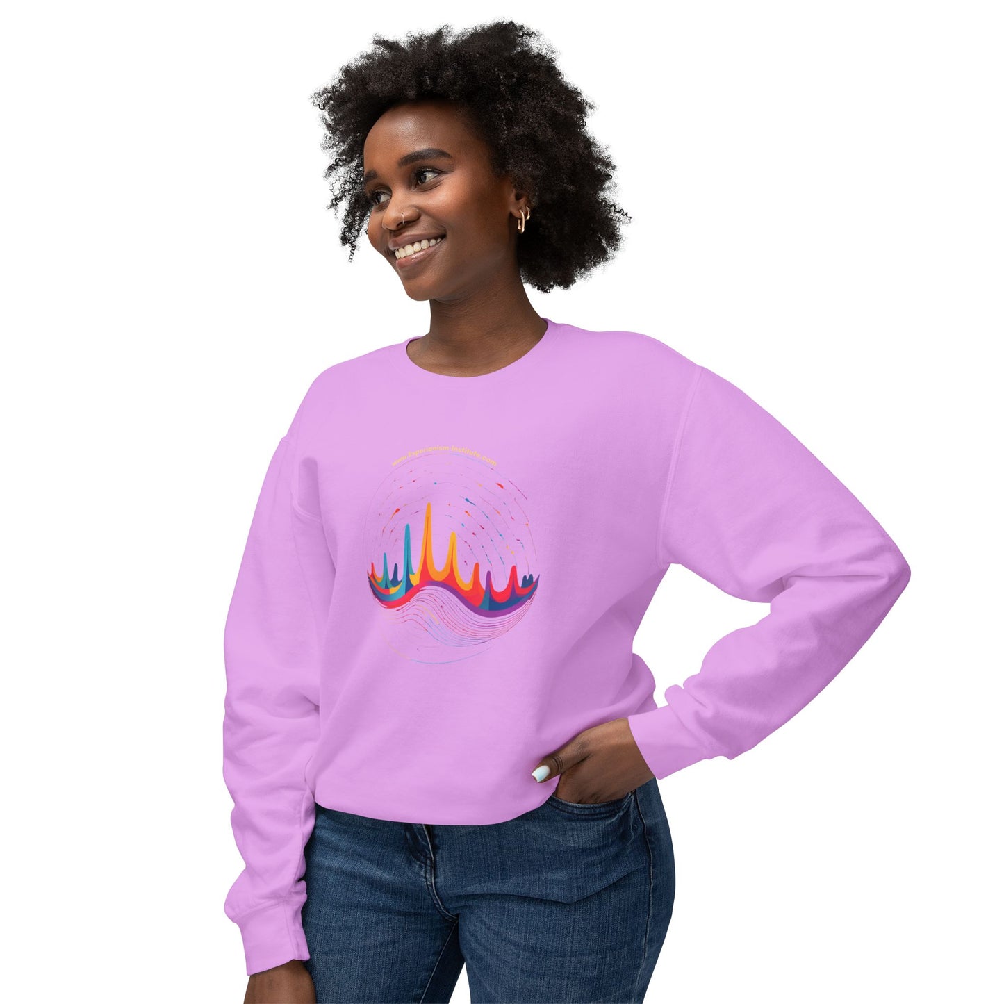 Colorful Wave Design Unisex Lightweight Crewneck Sweatshirt