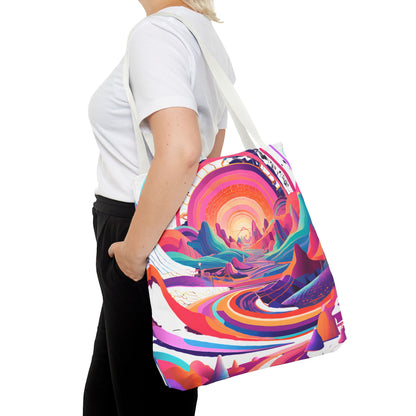 Vibrant Sunset Landscape Tote Bag - Colorful Artistic Design for Everyday Use