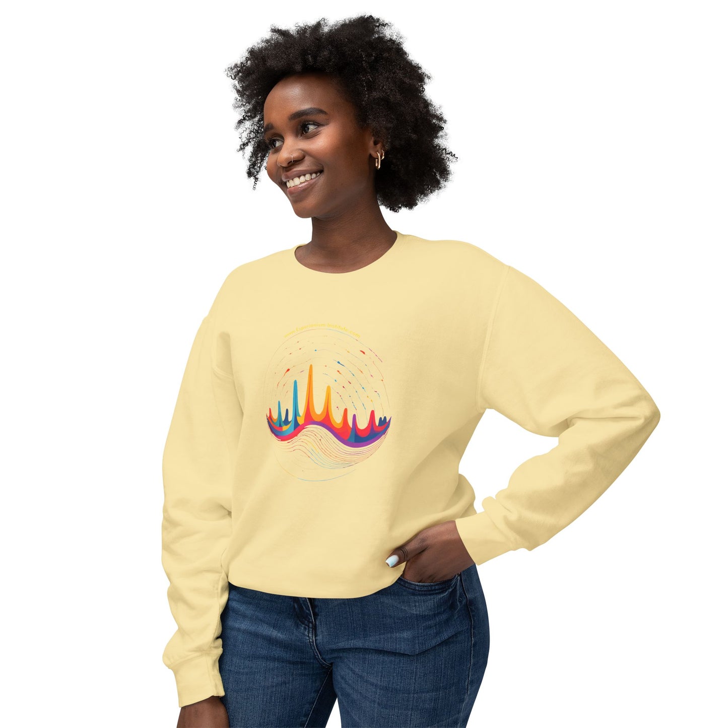 Colorful Wave Design Unisex Lightweight Crewneck Sweatshirt