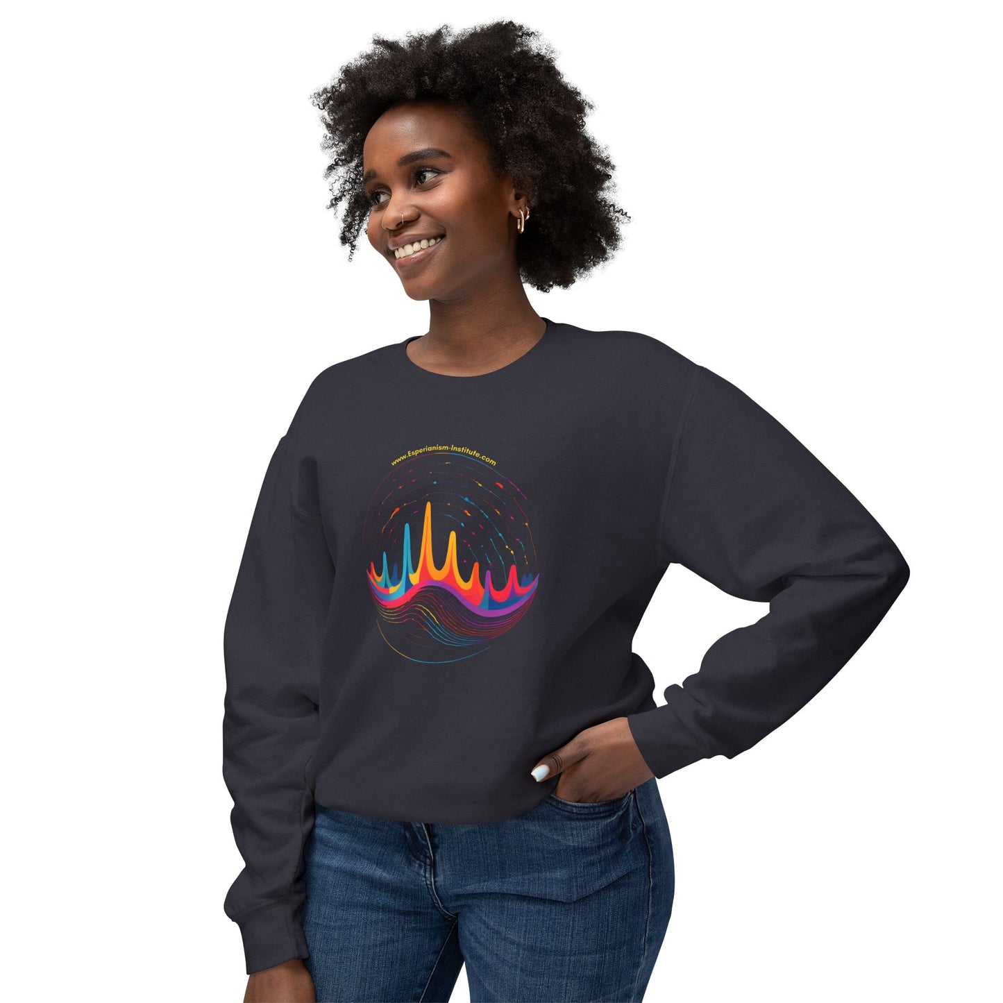 Colorful Wave Design Unisex Lightweight Crewneck Sweatshirt
