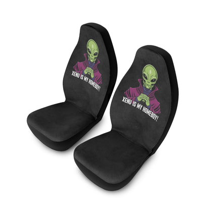 Themed Car Seat Covers, Fun Vehicle Accessories for Sci-Fi Fans, Unique Gift for Car Enthusiasts, XENU IS MY HOMEBOY!