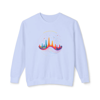 Colorful Wave Design Unisex Lightweight Crewneck Sweatshirt