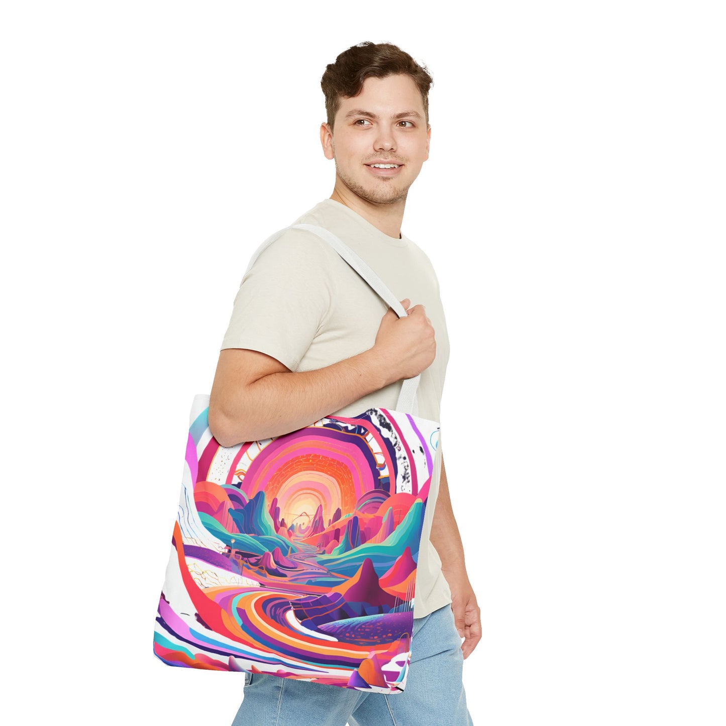 Vibrant Sunset Landscape Tote Bag - Colorful Artistic Design for Everyday Use