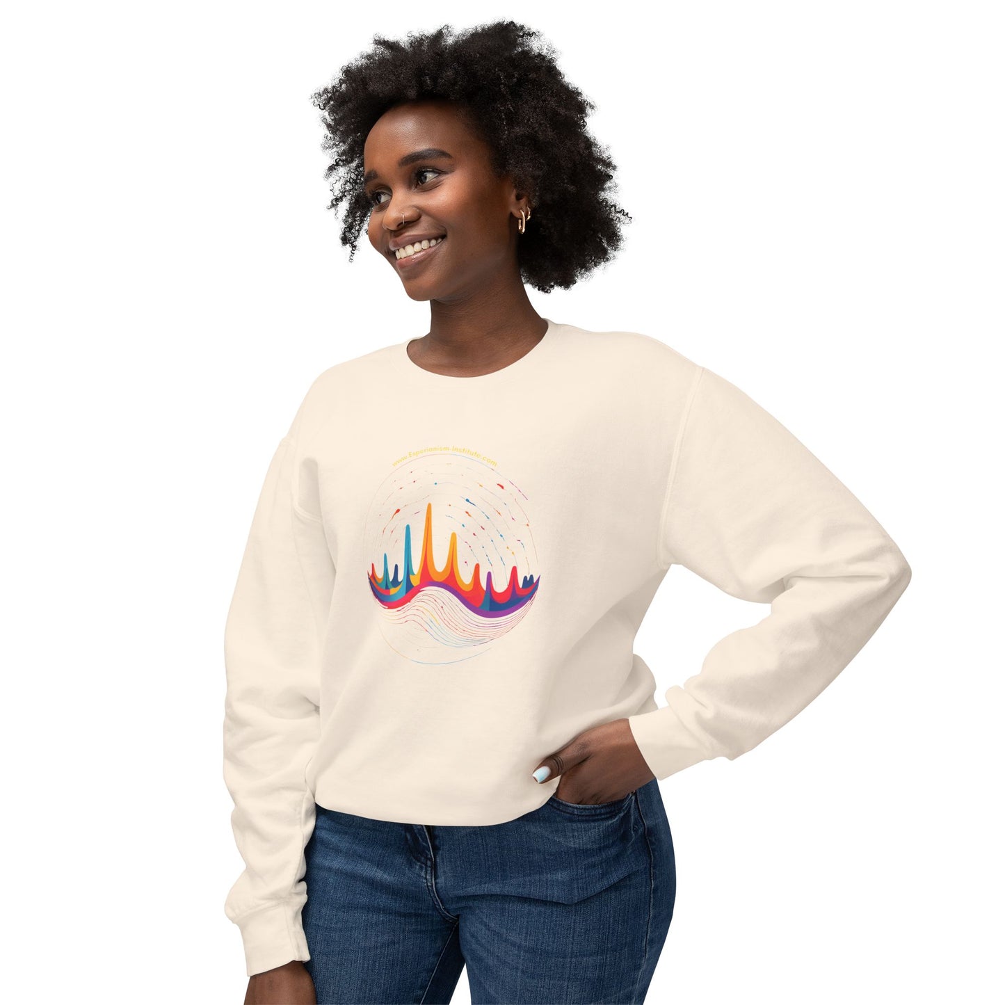 Colorful Wave Design Unisex Lightweight Crewneck Sweatshirt