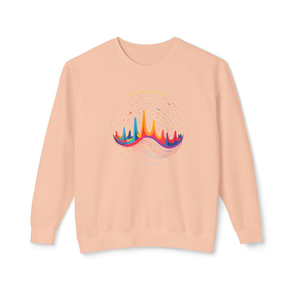 Colorful Wave Design Unisex Lightweight Crewneck Sweatshirt